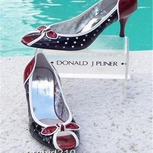 Donald J. Pliner Shoes - Couture Perforated Patent Leather Pump Shoe Peep T Donald J. Pliner Shoes - Couture Perforated Patent Leather Pump Shoe Peep T